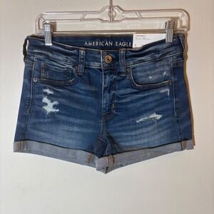 American Eagle Super Stretch Denim Midi Shorts Size‎ 4